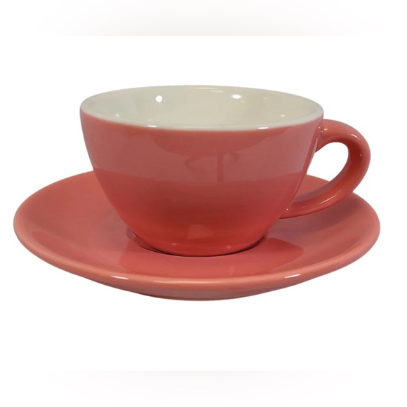 Pink Ceramic Latte Cup (12 oz) & Matching Saucer - NWOT - Picture 1 of 3